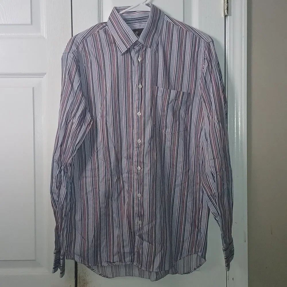 Toscano multicolor striped long sleeve button down dress shirt  Sz M NWOT